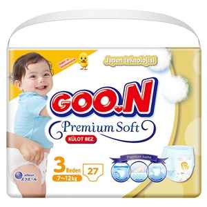 Goon Premium Soft Külot Bebek Bezi No:3 7-12 Kg 27 Adet