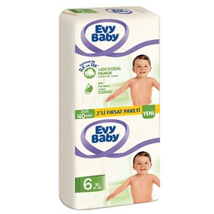 Evy Baby Bebek Bezi 6 Beden XL 2'li Paket 40 Adet 15+ Kg