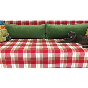 Ezh Collection Ekose Pamuklu Flanel (Pazen) Koltuk Örtüsü / Şalı 170x230 Kırmızı