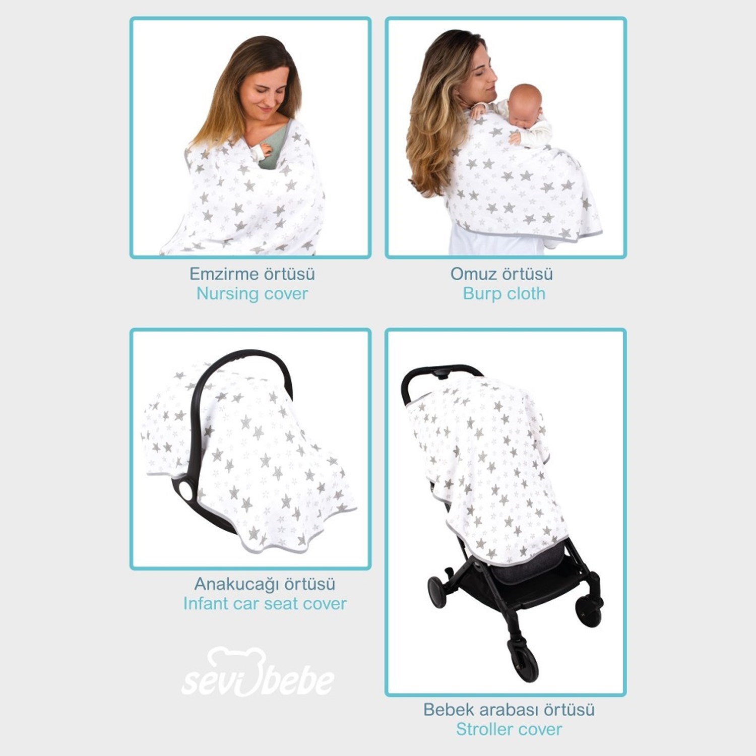 Sevi Bebe Çok Fonksiyonlu Organik Müslin Örtü 488 Pembe